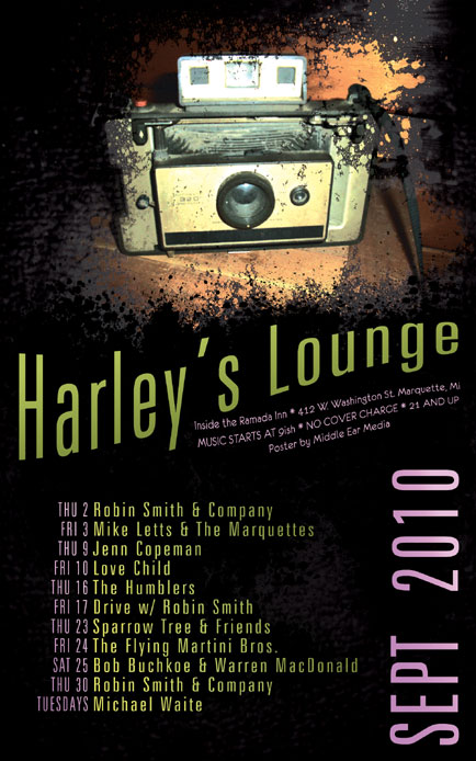 September 2010 Poster Design for Harley's Lounge