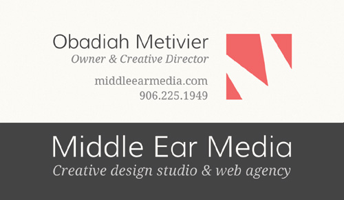 One-sided version of Business Card for Middle Ear Media