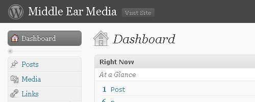 Screen shot of WordPress Dashboard
